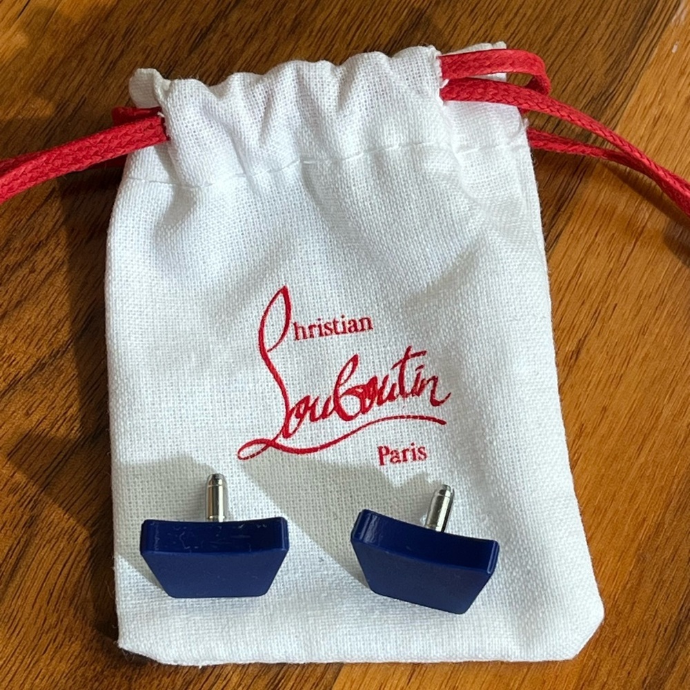 Christian Louboutin Replacement Heel Blue Boot Tips Cap One Pair, NEW